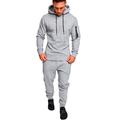 Men's Tracksuit Sweatsuit 2 Piece Street Summer Long Sleeve Cotton Thermal Warm Breathable Moisture Wicking Fitness Gym Workout Running Sportswear Activewear Solid Colored Dark Grey Black Light Grey