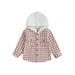 Emmababy Hooded Plaid Shirt Sweatshirt with Long Sleeves for Toddlers