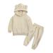 HIBRO Baby Girl Baby Blankets And Headband Kids Outfit Soft Cotton Warm Crewneck Long Sleeve Hooded Solid Color Sweatshirt Set Clothes Set For Boys Or Girls