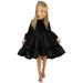 kpoplk Christmas Dress for Girls Kids Little Girls Daily Dress Autumn Long Sleeve Solid Irregular Princess Dress Black 11-12 Y