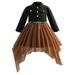 Girl s Dress Ruffle Trim Fashion Long Sleeve Solid Color Casual Belted Party Princess Dresses Elegant Soft Outwear