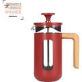 La cafetiere Pisa - Machine à café en acier inoxydable, 3 tasses, couleur rouge, coffret cadeau