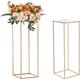 2PCS Support de Fleurs de Mariage 80 cm Porte-fleurs Metal Dore Centre de Table Mariage Vase