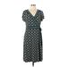 Apt. 9 Casual Dress - Sheath V Neck Short sleeves: Teal Print Dresses - Women's Size Large