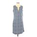 Lands' End Casual Dress - Shift V Neck Sleeveless: Blue Dresses - Women's Size Small