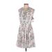 Kensie Casual Dress - A-Line: White Floral Dresses - Women's Size 8