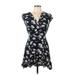 J.Crew Mercantile Casual Dress - Mini V-Neck Short sleeves: Black Floral Dresses - Women's Size 10