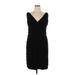 Jones Wear Dress Casual Dress - Party V-Neck Sleeveless: Black Solid Dresses - Women's Size 16