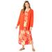 Plus Size Women's Tropical Jacket and Dress Set by Woman Within in Coral Multi Leaf (Size 6X)