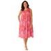 Plus Size Women's Crochet Gauze Sleeveless Lounger by Only Necessities in Pink Burst Tapestry Floral (Size 1X)