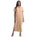 Plus Size Women's Linen Short Sleeve Maxi Dress by Jessica London in New Khaki (Size 28 W)