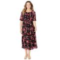 Plus Size Women's Stretch Lace Fit & Flare Dress by Catherines in Black Watercolor Floral (Size 4X)