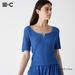 Women's Lace Key Neck Half-Sleeve Short Sweater | Blue | Medium | UNIQLO US