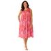 Plus Size Women's Crochet Gauze Sleeveless Lounger by Only Necessities in Pink Burst Tapestry Floral (Size 5X)