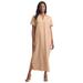 Plus Size Women's Linen Short Sleeve Maxi Dress by Jessica London in New Khaki (Size 14 W)