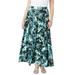 Plus Size Women's Ultrasmooth® Fabric Maxi Skirt by Roaman's in Tropical Leaves (Size 42/44) Stretch Jersey Long Length