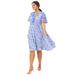 Plus Size Women's Ruffled V-Neck Empire Dress by ellos in Dream Blue Floral (Size 34)