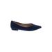 Kaari Blue Flats: Slip On Chunky Heel Minimalist Blue Print Shoes - Women's Size 6 - Pointed Toe
