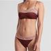 Athleta Swim | Athleta Aqualuxe Batik Maroon Cream Paisley Print Bandeau Bikini Swimsuit Top | Color: Cream/Red | Size: Xs