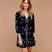 Free People Dresses | Free People Star Gazer Embroidered Tunic Dress Black Boho Summer Size Small | Color: Black/Blue | Size: S