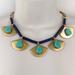 J. Crew Jewelry | J. Crew Brassy Gold & Turquoise 5 Medallion Deep Purple Puka Like Shell Necklace | Color: Gold | Size: Os