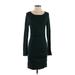 Express Casual Dress - Sheath Scoop Neck Long sleeves: Green Print Dresses - Women's Size Small