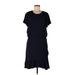 Banana Republic Casual Dress Crew Neck Short sleeves: Black Print Dresses - Women's Size Large