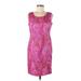 Jones New York Signature Casual Dress - Mini Scoop Neck Sleeveless: Pink Paisley Dresses - Women's Size 8 Petite - Print Wash