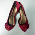 Coach Shoes | Coach Red Satin Pointy Toe 2 Bow Across The Vamp Ballet Flats Dress Shoes Sz 9 | Color: Red | Size: 9