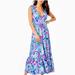 Lilly Pulitzer Dresses | Lilly Pulitzer 4 Maxine Midi Dress Living The Dream Tie Shoulders Tiered Hem | Color: Blue/Pink | Size: 4