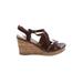 Franco Sarto Wedges: Brown Print Shoes - Women's Size 9 1/2 - Open Toe