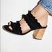 Free People Shoes | Free People Rosie Slip On Ruffle Black Suede Heels Sz Eu 37, Us 7 | Color: Black | Size: Eu 37, Us 7