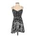 Billabong Casual Dress - A-Line V-Neck Sleeveless: Black Aztec or Tribal Print Dresses - Women's Size Small