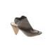Vince Camuto Heels: Slip-on Chunky Heel Bohemian Gray Print Shoes - Women's Size 7 1/2 - Open Toe