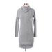 Lulus Casual Dress - Sweater Dress Turtleneck Long sleeves: Gray Solid Dresses - Women's Size X-Small