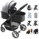 Pushchair 3 in 1 Baby Pram Buggy Stroller Travel System with Car Seat Includes Gifts Foot Cover Mosquito Net Rain Cover