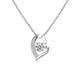 Mesnt White Gold Necklace, Women's 14K White Gold Heart Pendant Necklace with Round Moissanite