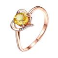 Wycian Stackable Ring for Oval, Sapphire Ring 18K Rose Gold AU750 Heart 1 0.8CT VVS Yellow Lab Sapphire with H White Diamond Size V 1/2 Valentines Day