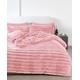Big Cord Teddy Fleece Duvet Set, Chunky Ribbed Warm Cosy Fluffy Bedding With 2 Pillow Cases Soft V-Shape Cover & Cushion Covers Thermal Curtains Ring Tops Bedroom Accessories (Blush Pink, King)