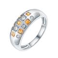 Band Ring Princess Cut, Platinum Ring Band Men 18K 1 0.36CT VVS Yellow Lab Sapphire with 0.16CT H White Diamond Channel Size N 1/2 Valentines Day