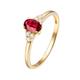 Wycian Gold Engagement Rings, Yellow Gold Engagement Ring 18K AU750 1 0.5CT VVS Red Oval Lab Ruby with 6 0.09CT H White Diamonds Size M 1/2 Valentines Day