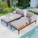 Outdoor Patio Daybed with Wood Side Tables, Outdoor 2-in-1 Loungers