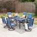 7-Piece Patio Dining Set of 6 Sling Swivel Chairs and a Metal Dining Table
