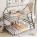 Twin over Full House Bunk Bed with Built-in Ladder, Separate Bunk Bed be Divided into two Separate Beds