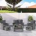 SANSTAR 6-Piece Gray Wicker Patio Conversation Set Loveseat Sofa Chair Ottoman with Cushions