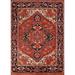 Geometric Red Heriz Serapi Oriental Area Rug Handmade Wool Carpet - 9'1" x 11'11"