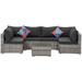 Grey 7-Piece Outdoor Rattan Furniture Sets with 6 Sofas, 1 Coffee Table & Cushions