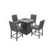5-Piece Wicker Aluminum Patio Dining Set with Fire Pit Table and 4 Dining Chairs