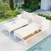 Outdoor Patio Daybed with Wood Side Tables, Outdoor 2-in-1 Loungers