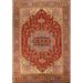 Geometric Heriz Serapi Oriental Area Rug Handmade Red Wool Carpet - 8'10" x 11'10"